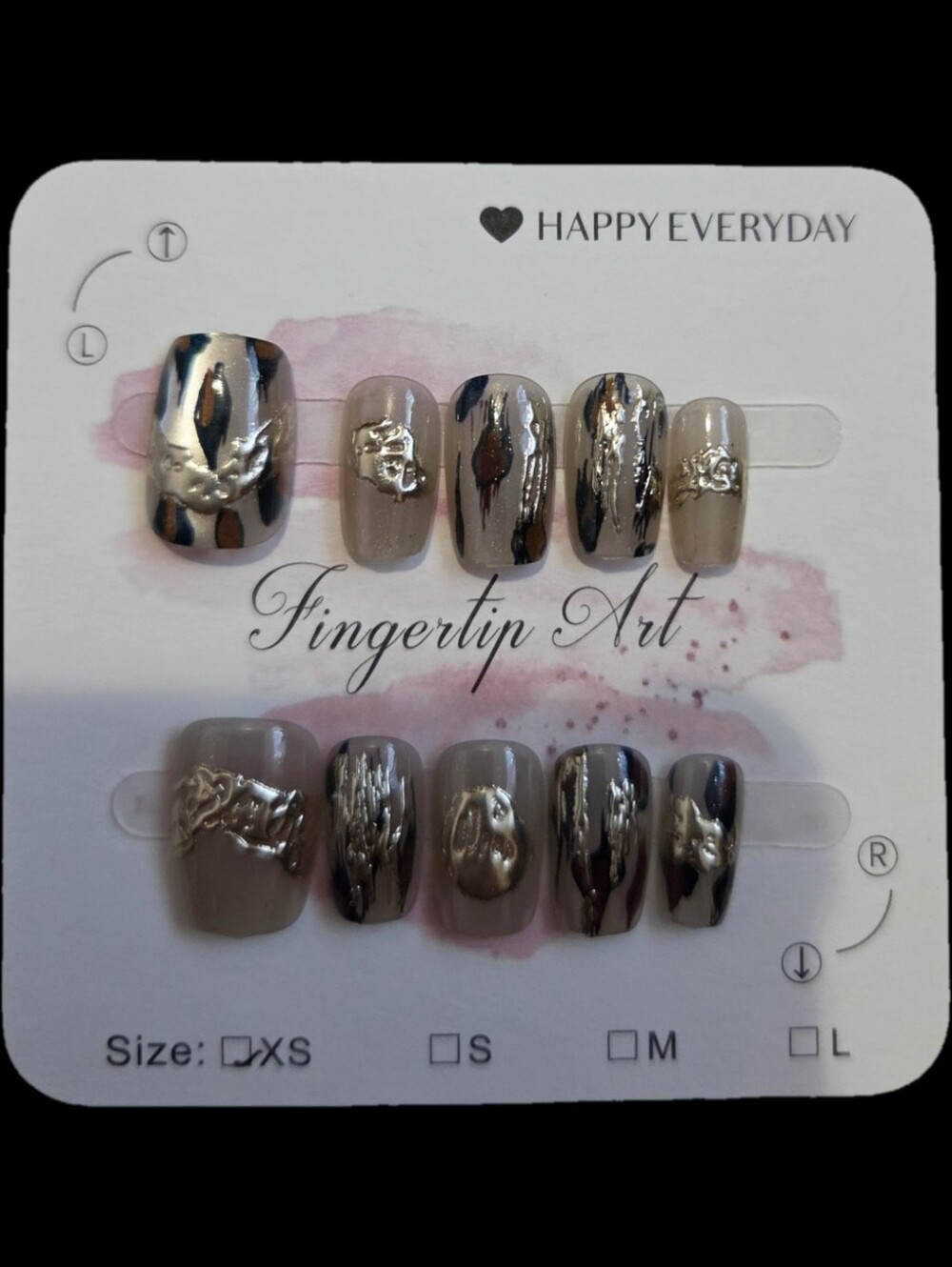 Taupe Metallic Accent Press-On Nail Set - Women Accessories
